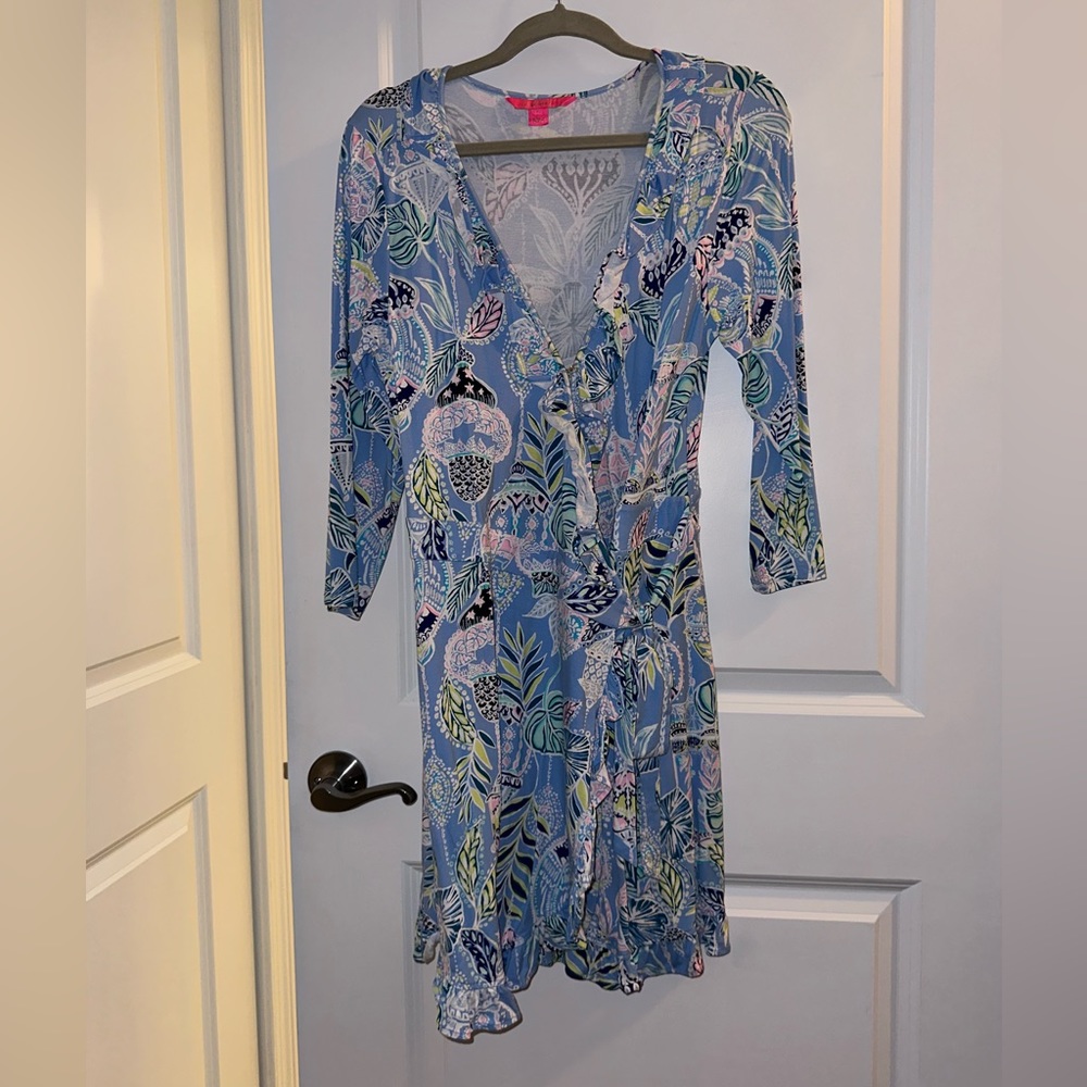Lilly Pulitzer Long Sleeve Wrap Romper; Size Large - Picture 3 of 4